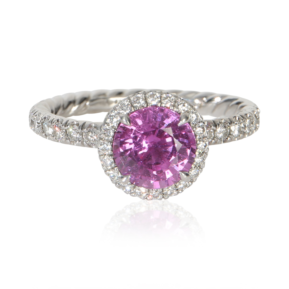 David Yurman 1.64 ct Round Sapphire and Diamond Eden Halo Engagement Ring
